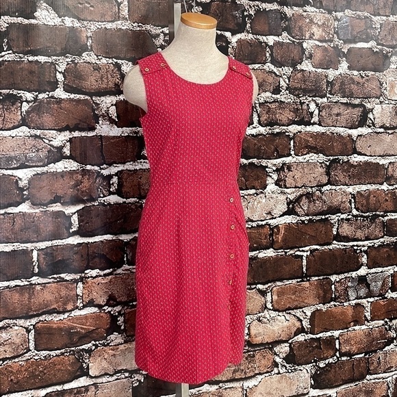 Mata Traders Dress Sleeveless Red White Dots Buttons Size XS - Picture 7 of 16